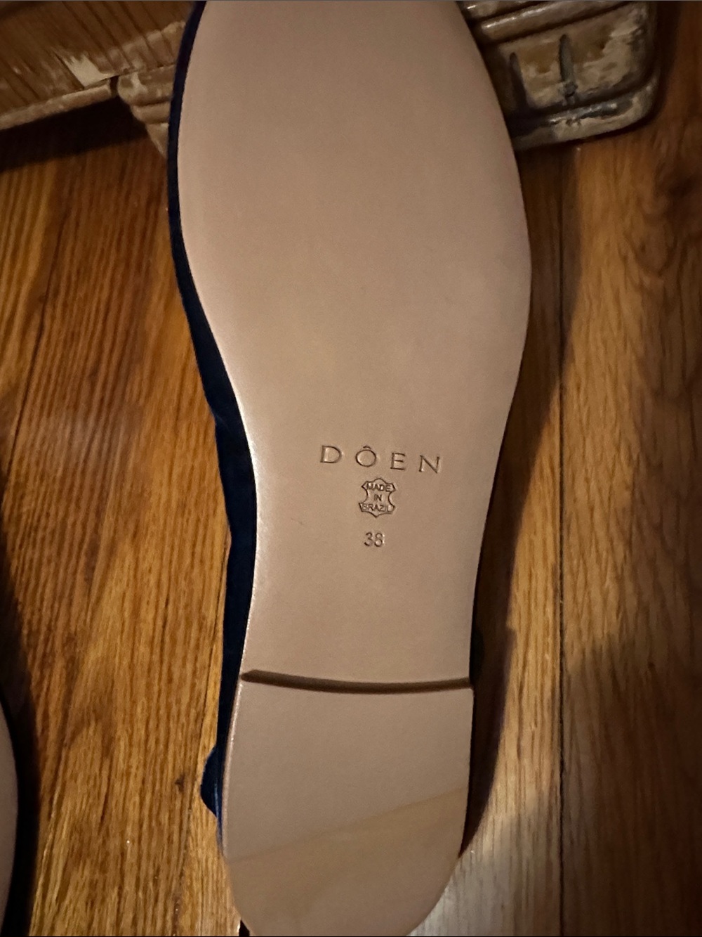 Doen Navy Blue Velvet Mary Jane Flats - Picture 3 of 3